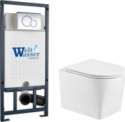 Унитаз подвесной с инсталляцией WeltWasser Marberg 507 + Nesenbach 004 GL-WT + Mar 507 RD-CR Унитаз подвесной с инсталляцией WeltWasser Marberg 507 + Nesenbach 004 GL-WT + Mar 507 RD-CR