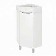 Тумба напольная угловая Emmy Агата 43 под умывальник Вега 43, белая Тумба напольная угловая Emmy Агата 43 под умывальник Вега 43, белая
