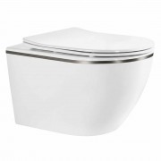 Унитаз подвесной Roxen Antares Tornado Long Gold Brush 53x36 белый/оружейная сталь