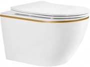 Унитаз подвесной Roxen Antares Tornado Long Gold Brush 53x36 белый/брашированное золото