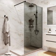 Душевая стенка Benetto BEN-602-BL-T 100x200 стекла тонированные, профиль черный