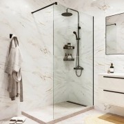 Душевая стенка Benetto BEN-602-BL-C 100x200 стекла прозрачные, профиль черный