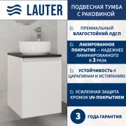 Тумба с умывальником Lauter Mia 40 + 21499-31 (белый глянец + столешница текстура камня, черный Mia 40)
