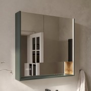 Шкаф с зеркалом EQUIL Gleam 80.2D зеленый камень/дуб вотан