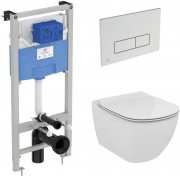 Комплект инсталляция с унитазом Ideal Standard Tesi Aquablade + кнопка Oleas M2 хром S0079R0121AA