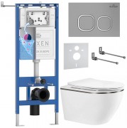 Комплект инсталляции Roxen 6 в 1 710200 с клавишей смыва Santi 410280M матовый хром и унитазом Roxen Antares Tornado Long 530205-01GM-L Комплект инсталляции Roxen 6 в 1 710200 с клавишей смыва Santi 410280M матовый хром и унитазом Roxen Antares Tornado Long 530205-01GM-L