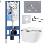 Комплект инсталляции Roxen 6 в 1 710200 с клавишей смыва Santi 410280DG серый бетон и унитазом Roxen Antares Tornado Long 530205-01GM-L Комплект инсталляции Roxen 6 в 1 710200 с клавишей смыва Santi 410280DG серый бетон и унитазом Roxen Antares Tornado Long 530205-01GM-L