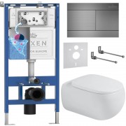 Комплект инсталляции Roxen 6 в 1 710200 с клавишей смыва Roxen Velar 420300GM оружейная сталь и унитазом Titan 530230-02 Комплект инсталляции Roxen 6 в 1 710200 с клавишей смыва Roxen Velar 420300GM оружейная сталь и унитазом Titan 530230-02