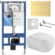 Комплект инсталляции Roxen 6 в 1 710200 с клавишей смыва Roxen Velar 420300GB брашированное золото и унитазом Titan 530230-02 Комплект инсталляции Roxen 6 в 1 710200 с клавишей смыва Roxen Velar 420300GB брашированное золото и унитазом Titan 530230-02