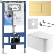 Комплект инсталляции Roxen 6 в 1 710200 с клавишей смыва Roxen Velar 420300GB брашированное золото и унитазом Berg 530235-01 Комплект инсталляции Roxen 6 в 1 710200 с клавишей смыва Roxen Velar 420300GB брашированное золото и унитазом Berg 530235-01