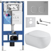 Комплект инсталляции Roxen 6 в 1 710200 с клавишей смыва Roxen Santi 410280M хром матовый и унитазом Titan 530230-02