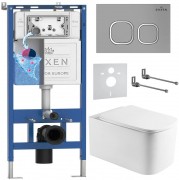Комплект инсталляции Roxen 6 в 1 710200 с клавишей смыва Roxen Santi 410280M хром матовый и унитазом Berg 530235-01