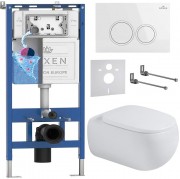 Комплект инсталляции Roxen 6 в 1 710200 с клавишей смыва Roxen Santi 410260W белый глянец и унитазом Titan 530230-02