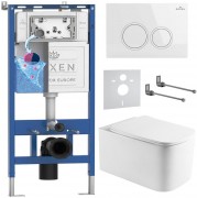 Комплект инсталляции Roxen 6 в 1 710200 с клавишей смыва Roxen Santi 410260W белый и унитазом Berg 530235-01