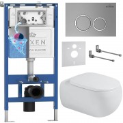 Комплект инсталляции Roxen 6 в 1 710200 с клавишей смыва Roxen Santi 410260M хром матовый и унитазом Titan 530230-02