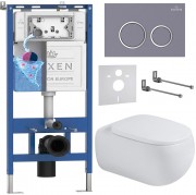 Комплект инсталляции Roxen 6 в 1 710200 с клавишей смыва Roxen Santi 410260DG серый и унитазом Titan 530230-02