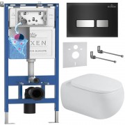 Комплект инсталляции Roxen 6 в 1 710200 с клавишей смыва Roxen Glass 430280W белый/хром и унитазом Titan 530230-02 Комплект инсталляции Roxen 6 в 1 710200 с клавишей смыва Roxen Glass 430280W белый/хром и унитазом Titan 530230-02