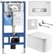 Комплект инсталляции Roxen 6 в 1 710200 с клавишей смыва Roxen Glass 430280W белый/хром и унитазом Berg 530235-01 Комплект инсталляции Roxen 6 в 1 710200 с клавишей смыва Roxen Glass 430280W белый/хром и унитазом Berg 530235-01