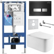 Комплект инсталляции Roxen 6 в 1 710200 с клавишей смыва Roxen Glass 430280B черный/хром и унитазом Berg 530235-01 Комплект инсталляции Roxen 6 в 1 710200 с клавишей смыва Roxen Glass 430280B черный/хром и унитазом Berg 530235-01