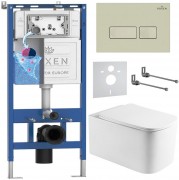 Комплект инсталляции Roxen 6 в 1 710200 с клавишей смыва Roxen Caspia 410280BG пастель бежевый и унитазом Berg 530235-01 Комплект инсталляции Roxen 6 в 1 710200 с клавишей смыва Roxen Caspia 410280BG пастель бежевый и унитазом Berg 530235-01