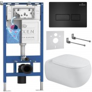 Комплект инсталляции Roxen 6 в 1 710200 с клавишей смыва Roxen Caspia 410280B черный и унитазом Titan 530230-02 Комплект инсталляции Roxen 6 в 1 710200 с клавишей смыва Roxen Caspia 410280B черный и унитазом Titan 530230-02