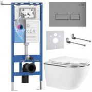Комплект инсталляции Roxen 6 в 1 710200 с клавишей смыва Caspia 410280M матовый хром и унитазом Roxen Antares Tornado Long 530205-01GM-L Комплект инсталляции Roxen 6 в 1 710200 с клавишей смыва Caspia 410280M матовый хром и унитазом Roxen Antares Tornado Long 530205-01GM-L