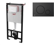Инсталляция за AlcaPlast AM101/1120 с клавишей смыва M678 черный Инсталляция за AlcaPlast AM101/1120 с клавишей смыва M678 черный