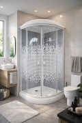 Душевая кабина Тритон Пиксель М4 90x90 А стекла с рисунком, профиль белый Душевая кабина Тритон Пиксель М4 90x90 А стекла с рисунком, профиль белый