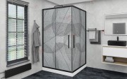 Душевой уголок Avacan KB 100-110 МТ AVA 100x100 стекла матовые с рисунком, профиль черный