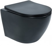 Унитаз подвесной UnicoPureza UNO PRETO 37x49 безободковый черный матовый SoftClose Унитаз подвесной UnicoPureza UNO PRETO 37x49 безободковый черный матовый SoftClose