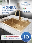 Мойка кухонная Amore di Mare Favo Pelle FP5048G-1 50x48 золото