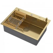 Мойка кухонная Arfeka ECO AR 700*500 POP-UP+CL+DS GOLD DECOR Мойка кухонная Arfeka ECO AR 700*500 POP-UP+CL+DS GOLD DECOR