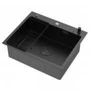 Мойка кухонная Arfeka ECO AR 600*500 POP-UP+CL F+DS BLACK DECOR Мойка кухонная Arfeka ECO AR 600*500 POP-UP+CL F+DS BLACK DECOR