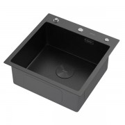 Мойка кухонная Arfeka ECO AR 500*500 POP-UP BLACK PVD NANO DECOR Мойка кухонная Arfeka ECO AR 500*500 POP-UP BLACK PVD NANO DECOR