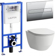Инсталляция с унитазом Laufen Pack Pro Rimless 869966000000R с сиденьем и клавишей Инсталляция с унитазом Laufen Pack Pro Rimless 869966000000R с сиденьем и клавишей