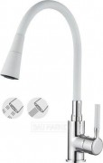 Смеситель для кухни Ledeme L4199-3 с гибким изливом, белый (L4199-3)